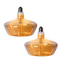 Pair of Edison LED Light Globes Flat Top 4 Watt Filament Bulbs 16cm, Set of 2