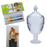 Glass Painting Kit with Brushes, Ornate Glass Vase & Paint DIY Kids Art Project
