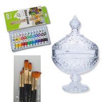 Glass Painting Kit with Brushes, Victorian Glass Vase & Paint DIY Kids Art Project