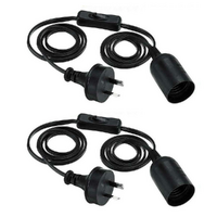 2x E27 Cables Set Black Cord AU Plug Pendant Lamp Light Bulb Holder Socket & Switch
