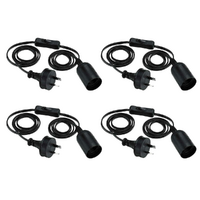 4x E27 Cables Set Black Cord AU Plug Pendant Lamp Light Bulb Holder Socket & Switch