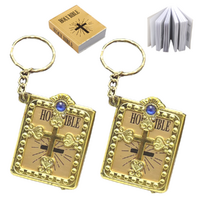 2x Mini Holy Bible Books Key Ring 4.7cm Miniature Religious Church Christian & Catholic