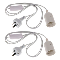 2x E27 Cables Cord AU Plug White Pendant Lamp Light Bulb Holder Socket Base & Switch