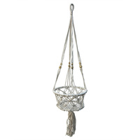 New 1pce 85cm 1 Tier Macrame Pot Hanger Natural Beads White Woven