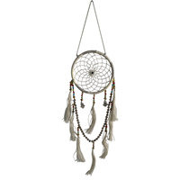 1pce 9cmx30cm Cream Bollywood Dream Catcher with Gems and Silk Tassels