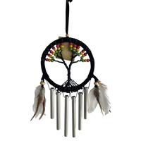 1pce Rasta 11cmD Dream Catcher Wind Chime Tree of Life with Rainbow Beads