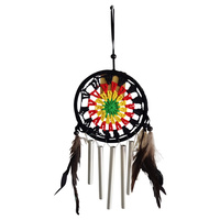 1pce Hemp / Rasta 11cmD Dream Catcher Wind Chime with Black Boarder