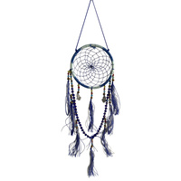 1pce 9cmx30cm Blue Bollywood Dream Catcher with Gems and Silk Tassels