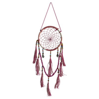 1pce 9cmx30cm Pink Bollywood Dream Catcher with Gems and Silk Tassels