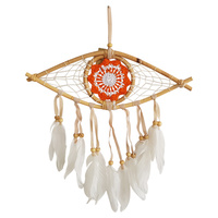 1pce 28x12cm Bamboo Orange Spirit Eye Dream Catcher with Doily Web Design