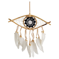 1pce 28x12cm Bamboo Black Spirit Eye Dream Catcher with Doily Web Design