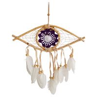 1pce 28x12cm Bamboo Purple Spirit Eye Dream Catcher with Doily Web Design