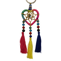 4cm Rainbow Heart Dream Catcher Key Ring Web Design Chinese Coin