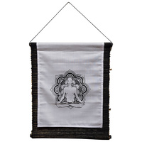 45cm Monk Mandala Scroll Banner Two Tone Black & White Spiritual Wall Art