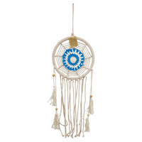 Dream Catcher 22cm Blue Spider Web Macrame Beaded Hand Made