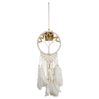 New 1pce 11cm Cream Tree Of Life Dream Catcher Beaded Feathers Hand Made Cute