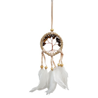 New 1pce 6cm Tigers Eye Gemstone Dream Catcher Hand Made Feathers & Beads Cute