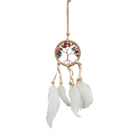 New 1pce 6cm Rainbow Gemstone Dream Catcher Hand Made Feathers & Beads Cute