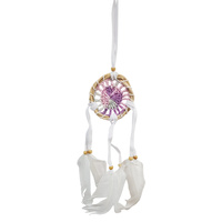 6cm Pink/Purple Doily Dream Catcher White Feathers & Beads Hand Made Cute