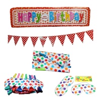 38pce Polka Dot Multi Colour Party Set Birthday Kids Rainbow Event Bundle Pack