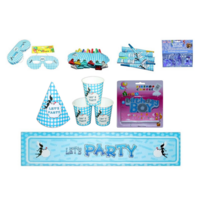 74pce Party Set Blue Polka Dot Colour Birthday Boys Bundle Pack Bulk