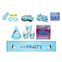 74pce Blue Polka Dot Colour Party Set Birthday Kids Event Bundle Pack Bulk