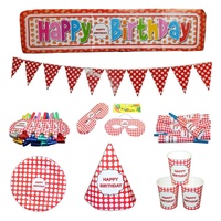 74pce Part Set Red Polka Dot Colour Birthday Kids Event Bundle Pack Bulk