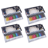 4x Oil Paint Sets 12ml Tubes Great Starter Intro 12 Colours with Brush