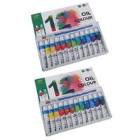 2x Oil Paint Sets 12ml Tubes 12 Colours Great Starter Intro Set with Brush