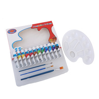Beginners 12 Colours 12ml Gouache Paint Kit with 3 Brushes, Palette Starter Kit