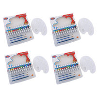 4x Gouache Painting Sets 16pce Kit with 3 Brushes, Palette Beginner Starter Bundle