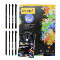 Fine Liner Pens with A4 Black Paper Sketch Pad, Colour Markers Artist Set