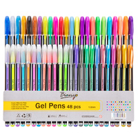 Quality 48 Pack of Gel Pens 1mm Huge Colour Range From Bright to Pastel