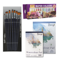 Watercolour Painting Kit, 23 Pieces Includes Brushes, A4 & A5 Pads & Coloured Paint