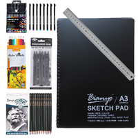 Sketching Art Bundle Drawing Set A3 Book, Pencils, Graphite, Colour, Fineliners & Ruler