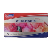 72pce Colour Pencils in Tin Box Oily Coloured Drawing and Sketching Gift Set