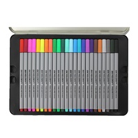 24 Colour Fine Liner Marker Pen Drawing Set in Metal Tin Premium Excellent Range