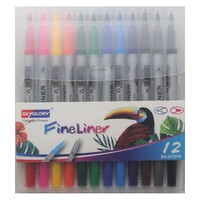 12pce Dual Fineliner Marker & Paint Brush Tip Pens for Fine Art Drawing & Sketching