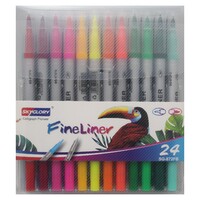 24pce Dual Fineliner Marker & Paint Brush Tip Pens for Fine Art Drawing & Sketching
