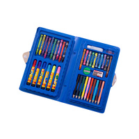 40pce Blue Mixed Media Kit with Crayons, Pencils, Marker Pens In Case