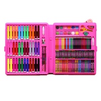 Pink 151pce Kids Art and Craft Mixed Media Kit in Case Crayons, Markers, Watercolour & MORE!