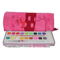 18pce Colour Watercolour Cake Half Pan Set in PINK Metal Box with Extras
