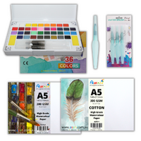 Watercolour Painting Kit 36 Colours, A5 Paper, Brushes, Palette Box, Paint Set