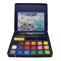 18pce Premium Watercolour Cake Paint Set In Metal Travel Box