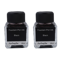 2 x Quality Black 25ml Calligraphy / Fountain Pen Ink in Glass Bottle Set
