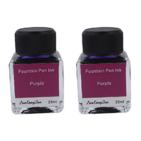 2 x Quality Purple 25ml Calligraphy / Fountain Pen Ink in Glass Bottle Set