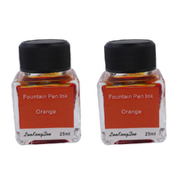 2 x Quality Orange 25ml Calligraphy / Fountain Pen Ink in Glass Bottle Set