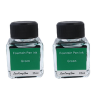 2 x Quality Green 25ml Calligraphy / Fountain Pen Ink in Glass Bottle Set