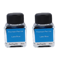 2 x Quality Lake Blue/Turquoise 25ml Calligraphy / Fountain Pen Ink Glass Bottle