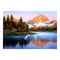 Birds and River - Paint by Numbers Canvas Art Work DIY 40cm x 50cm